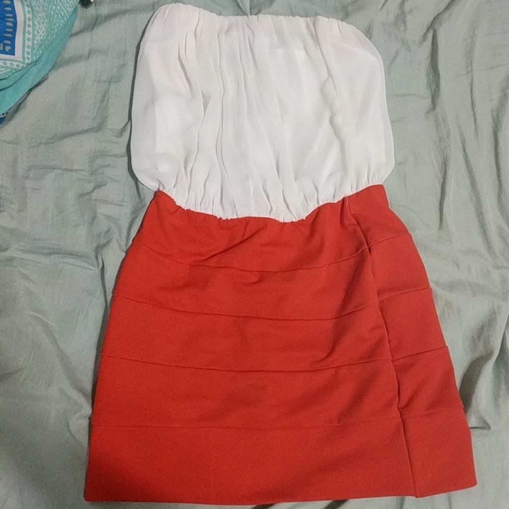 Mini orange and white dress
